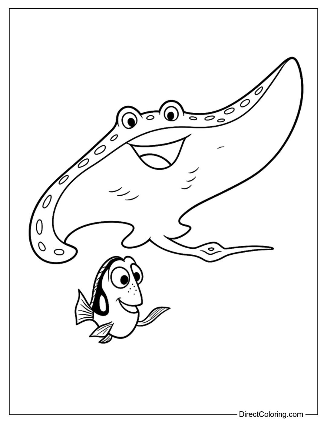 Mr Ray and Dory Coloring Page Free
